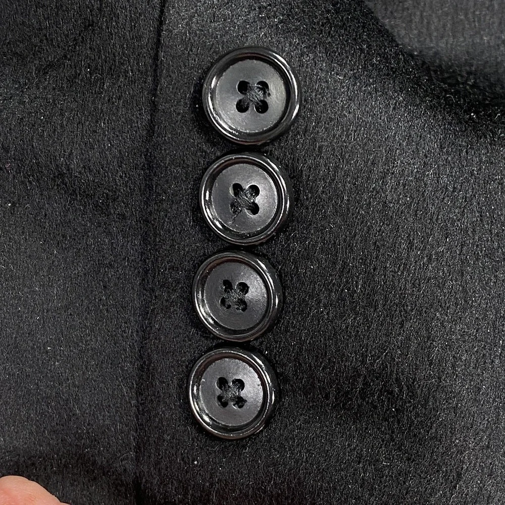 Jos A Bank Cashmere Topcoat Men 44L Black‎ 3 Button Tailored Traveler's Overcoat